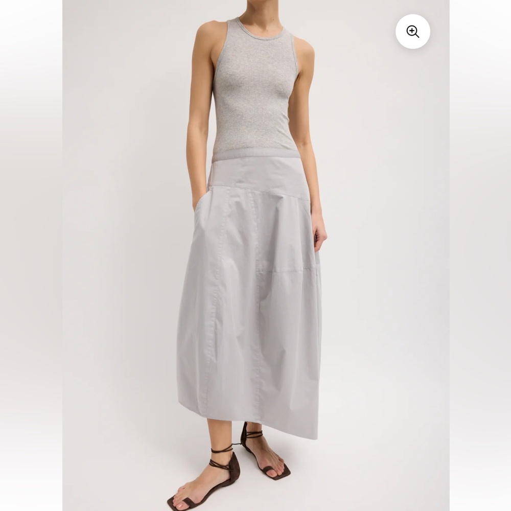 Tibi Garment Dyed Silky Cotton Asymmetrical Balloon Skirt